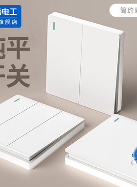 国际电工86型墙壁双开双控开关插座面板家用单开双联一灯两位开关