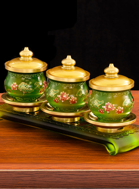 琉璃供水杯供佛前供奉圣水杯