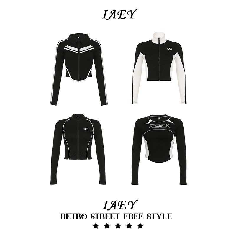 IAEY 欧美INS风外贸单品 摩登机车辣妹长袖T恤户外机能风修身上衣,女装/女士精品,T恤,淘宝优惠券,粉丝福利购,淘宝优惠卷
