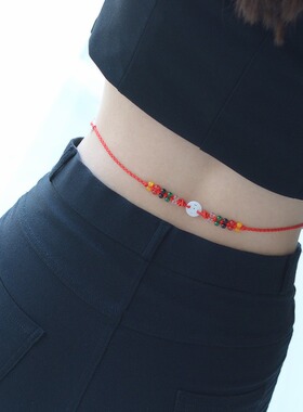 极速五行生肖翡翠红绳腰链女20z24龙年本命年属龙红色腰带男腰绳