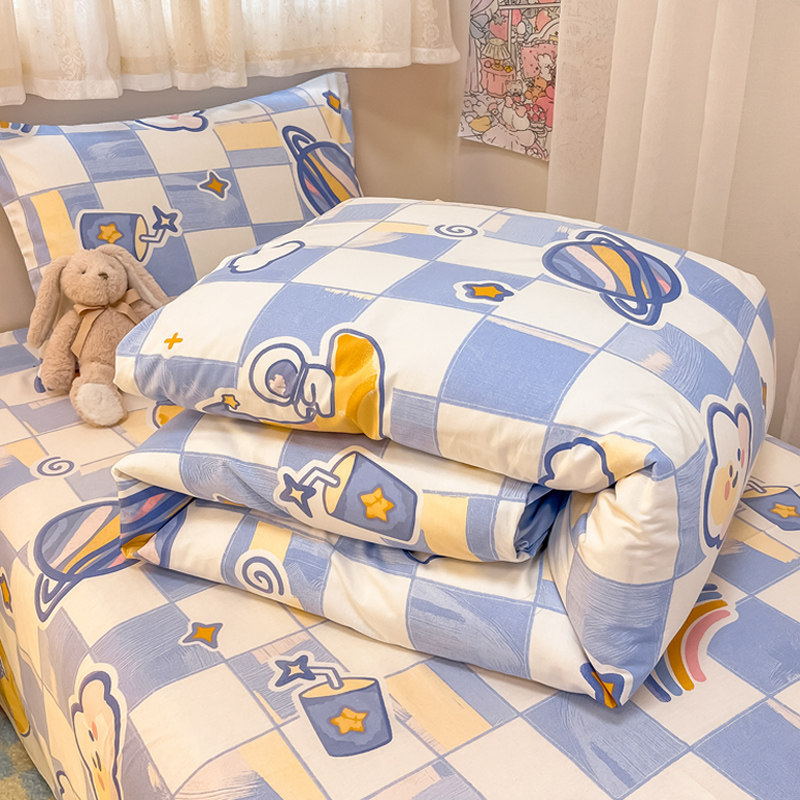极速大学生宿舍牀上用品三件套纯棉寝室牀笠儿童牀单人.被套被子
