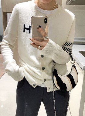 极速DY Europe sjtation cashmere cardigan womens loose H-let