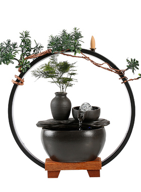 极速流水家居招财小型摆件迷你创意生财办公室桌面T循环水结婚乔