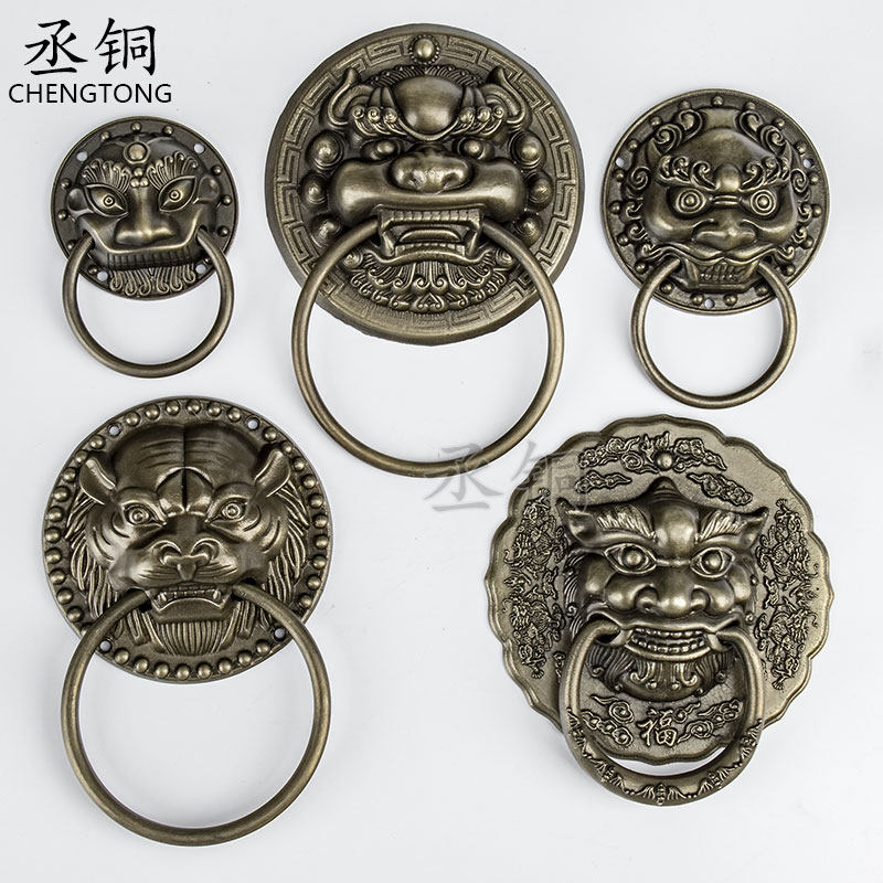 极速古铜狮子头铜门扣仿r古纯铜兽头装饰虎头门环门拉手大门把手,基础建材,小拉手,淘宝优惠券,粉丝福利购,淘宝优惠卷
