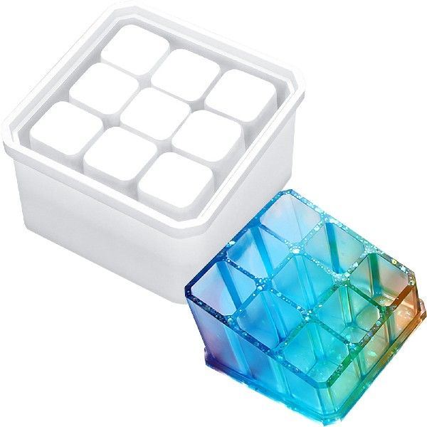 极速Moldes De Silicona Para Resina 9 Grid Pens OrganizZer Bo