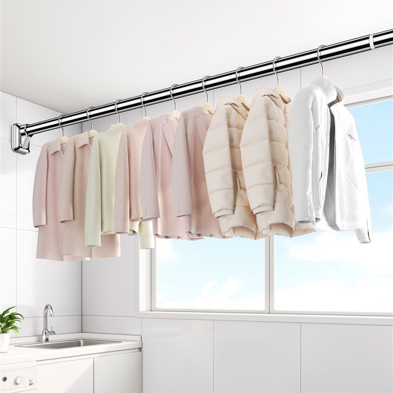 极速无孔晾衣g杆收缩式免打孔伸缩杆卧室窗帘杆卫生间浴帘杆晾衣