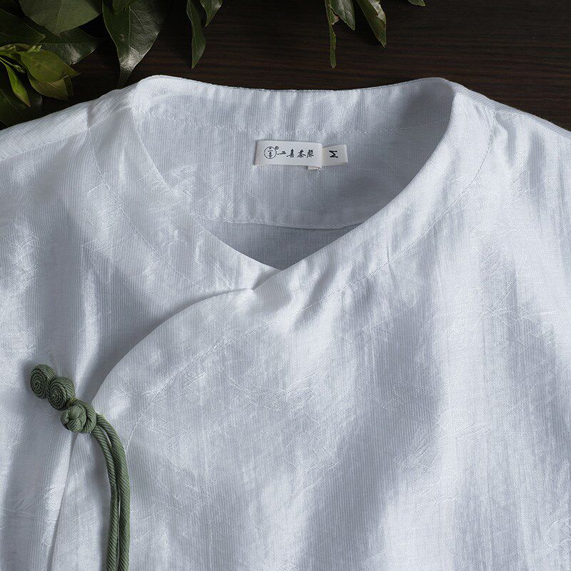 新品新中式轻国风上衣 改良复古圆领旗袍K上衣 茶艺师服装女工作