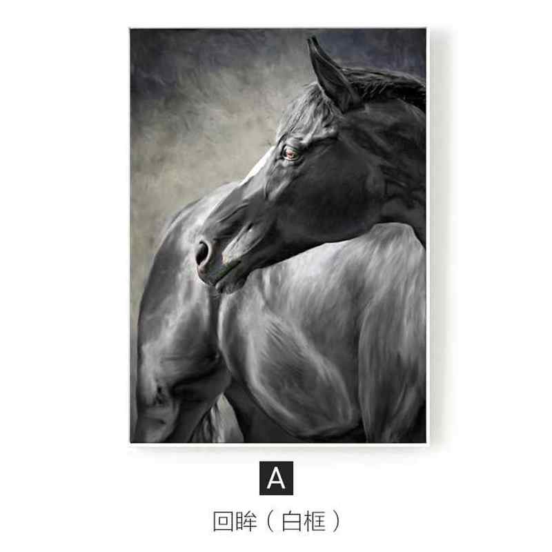 极速骏士 现代简约o客厅装饰画挂画白马墙画动物家居室内壁画饭厅图片