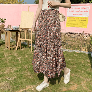 高F腰显瘦宽松遮胯a字裙子雪纺半 2025新款 新品 碎花半身长裙女夏季