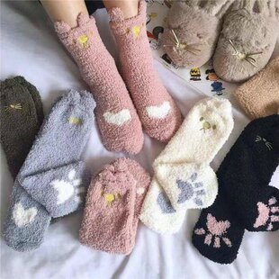 Fsocks 极速Sleeping feet sleeping socks Gfleece warm coral