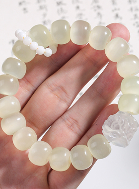 极速荔枝b冻ins设计小众阿富汗玉白玉菩提根手串醒狮手链绕指柔盘