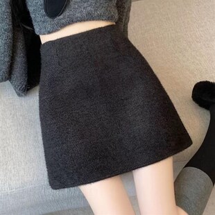 高腰百搭包臀 加厚氛围感a字裙大码 新品 黑色慵懒针织半m身裙女冬季