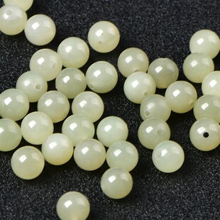 新品天然和田玉散珠子羊脂白晴水绿青白玉diyP手工饰品配件手链材