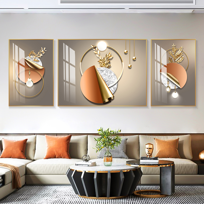 极速轻奢抽象壁画客厅挂画北欧沙发背景H墙装饰画福鹿几何立体感图片