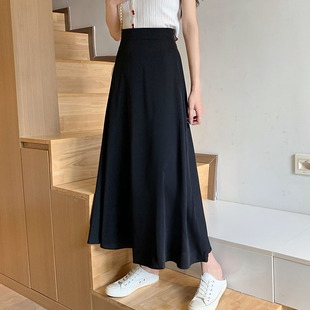 新品 G高腰气质垂感休闲大摆裙雪纺a 白色裙子半身长裙女夏2025新款