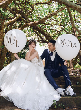 极速Mr Mrsj铝膜气球结婚纪念日拍照装饰道具求婚单身派对布置户