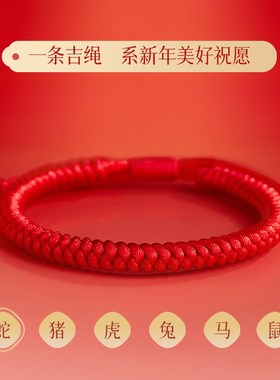极速2024年属龙本命年红w绳手链女红色编织绳金刚结手绳龙年护身