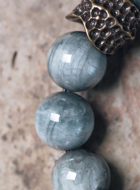 极速复古民d族风黑檀木混搭鹰眼石珠子手串男手工陨石肌理手链做