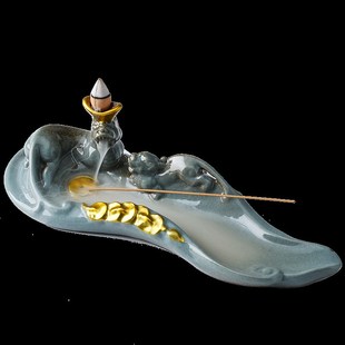 极速貔貅陶瓷倒流线香炉禅意卧香家用室内香M薰沉香安神底座香插