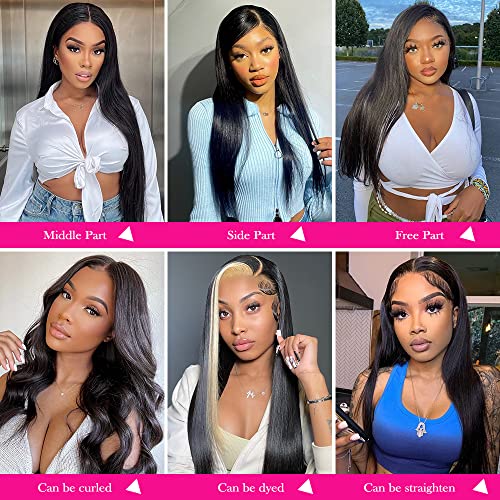 极速26a Inch Lace Front Wig Human Hair Straight HD Lace Clos