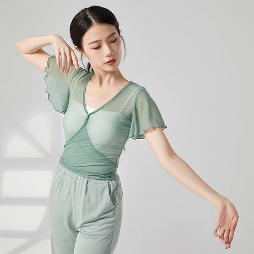 新品古典舞纱衣身韵舞蹈服飘逸仙气上衣女练功P服网纱芭蕾基训服1