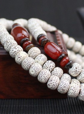 极速天然星月菩提子A++海南籽高B密顺白108颗佛珠手链原籽颗颗月