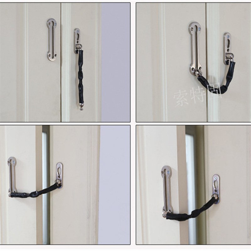 极速防盗链免打孔不锈p钢门链宾馆门栓插销酒店防盗门锁扣防儿童
