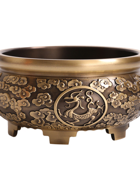 极速聚宝盆黄铜招财存钱罐纯铜摆件客厅家用全P铜实心铜盆铜缸大