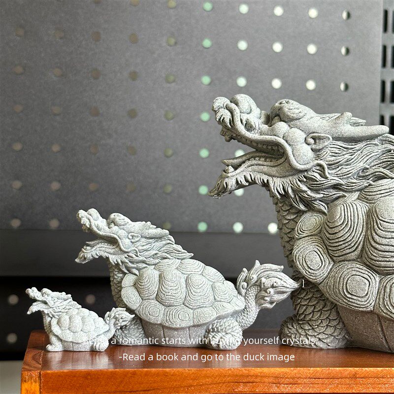 新品摆个仿真青砂石啸天龙龟瑞兽神龙乌M龟装饰摆件鱼缸微景