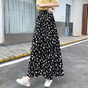 气质宽松大摆垂感长裙子高腰a字碎 夏季 新品 雪纺半身裙女20o25新款