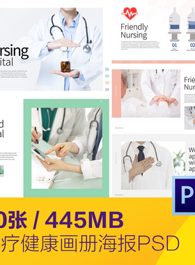 时尚医疗健康护理医院宣传画册海报psd分层设计素材模板D20102003