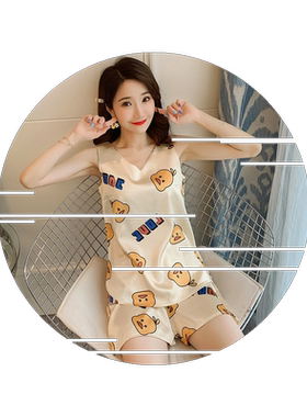 夏季睡衣女冰丝夏韩版清新仿真丝