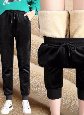 哈伦裤薄款卫裤子女休闲宽松加厚加绒运动裤打底金丝绒秋冬小脚裤