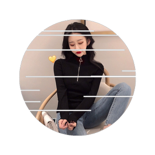 春秋女装2026时尚新款圆环拉链上衣高领显瘦修身长袖打底衫T恤女