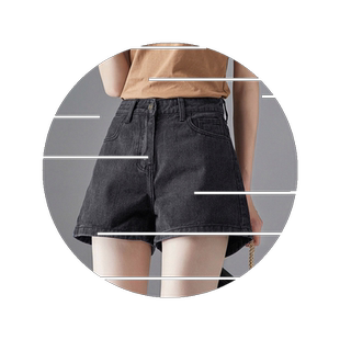 夏薄款阔腿宽松a字版三分热裤黑色牛仔短裤简约女款高腰显瘦2026