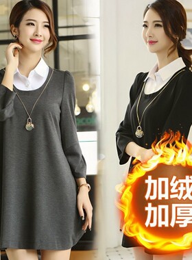 小清新红色女外穿娃娃领连衣裙