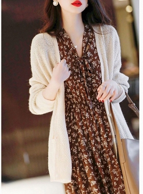 法式复古套装连衣裙两件套春秋新款女装时尚气质高端碎花裙女2025