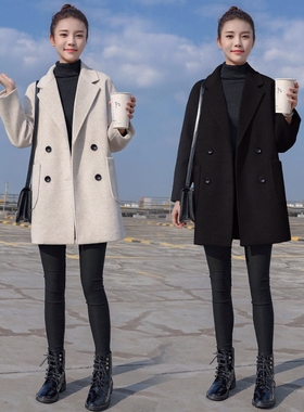 韩版加厚流行呢子大衣毛呢外套时尚女中长款小个子2025春秋季新款