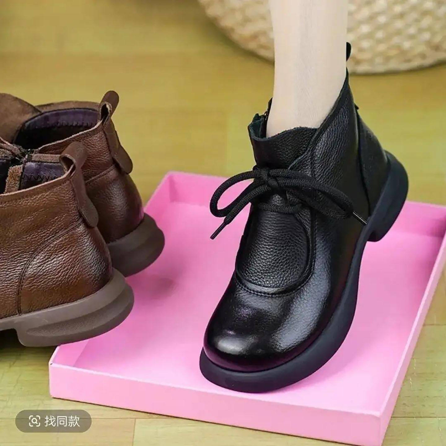 琦把女鞋复古时尚马丁靴女士百搭防滑小短靴秋冬季加绒保暖棉鞋子