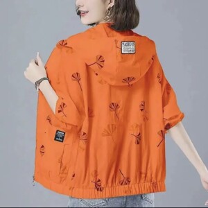 乔沁优选女装连帽印花防晒衣2026夏季女士透气防晒服薄款宽松外a7