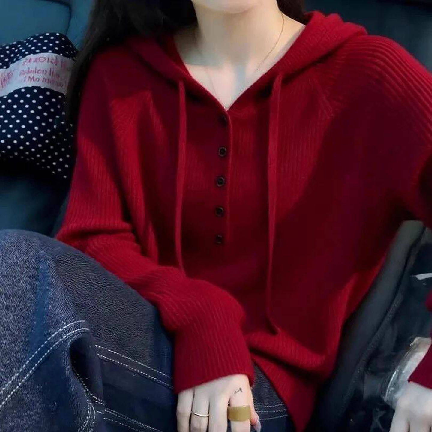 媛鑫女装时尚洋派连帽针织卫衣女士高级感韩系钮扣长袖显瘦上衣秋,女装/女士精品,大码内搭,淘宝优惠券,粉丝福利购,淘宝优惠卷