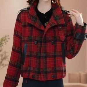 一件设计感爆款格子短外套女2025秋季新款休闲宽松百搭上衣女