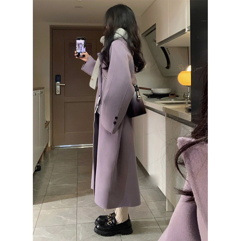 KOREAN VERSION FASHION HIGH-END TEMPERAMENT COAT JACKET WOMENS WINTER LOOSE THIN SMALL LONG CARDIGAN TOP TREND