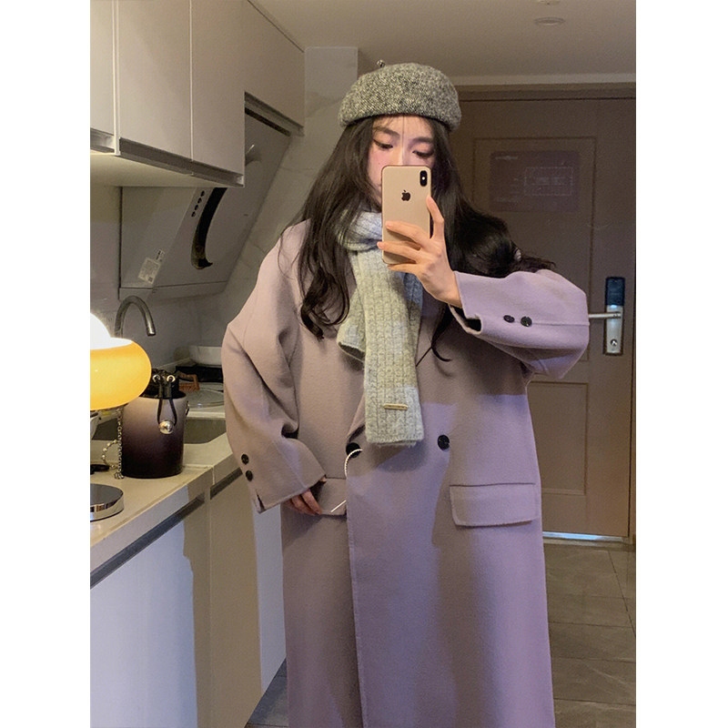 KOREAN VERSION FASHION HIGH-END TEMPERAMENT COAT JACKET WOMENS WINTER LOOSE THIN SMALL LONG CARDIGAN TOP TREND