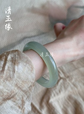 2026清玉缘天然东陵玉手镯晴水油青色玉镯子远山黛女款和田玉翡翠