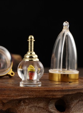 2026透明嘎乌盒吊坠西藏传统擦擦佛像盒可打开绿度母佛盒挂坠随身