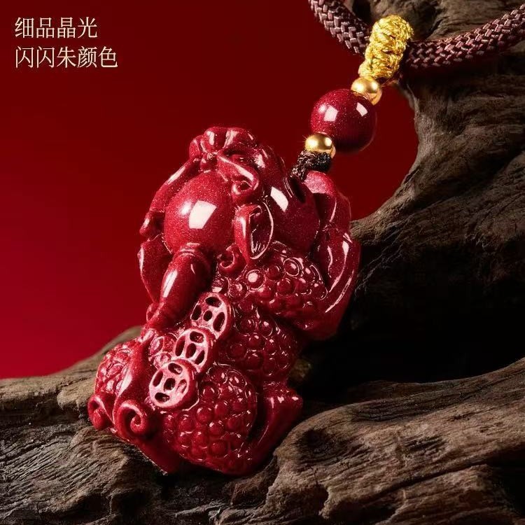 2026原矿纯正朱砂三钱貔貅吊坠真品紫金砂帝王红砂护身符吊坠项链