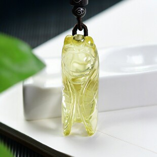 2026黄晶金蝉 天然黄水晶一鸣惊人金蟾吊坠文昌护考 手工雕刻水晶