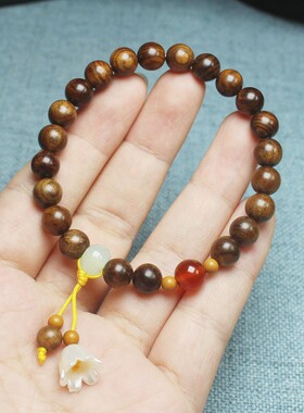 2026黑花梨8mm手串手链铃兰花吊坠款 女款DIY森系念珠佛珠厂家