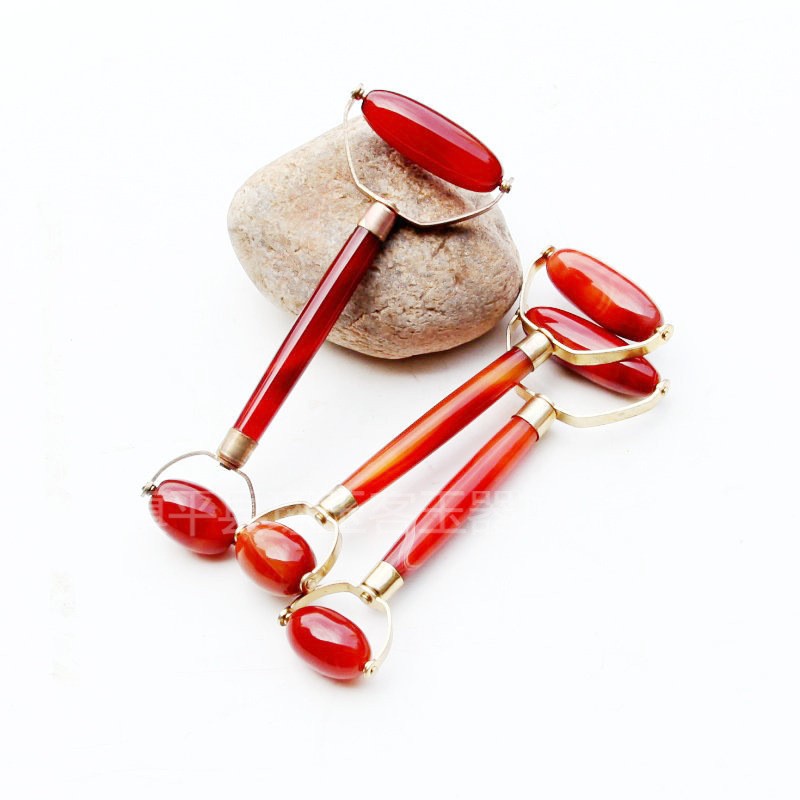 2026玛瑙玉髓厂家红玛瑙按摩器 玉滚轮玛瑙按摩器双头美容器